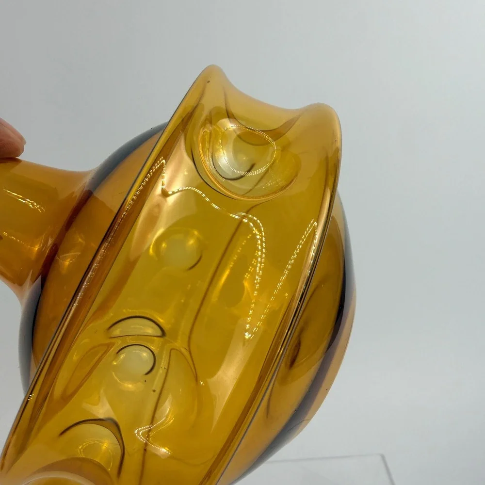 Vintage Lauscha Atomic MCM Amber Art Glass Bud Vase Trio Germany Set of 3